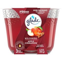 two cups of apple cinnamon juice with the label glade on it's side