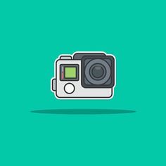 a camera on a green background