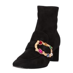 Step into style and sparkle with our Colorful Rhinestone Buckle Black Chunky Heels Ankle Boots. These chic booties feature a dazzling rhinestone buckle on luxurious black suede material, adding a touch of glamour to your ensemble. The comfortable chunky heels ensure all-day wearability, while the ankle bootie design adds a trendy and modern twist to your look. Make a statement with these eye-catching and versatile booties, perfect for elevating your fashion game on any occasion. Handcrafted US sizing. Fits true to size. Heel Height: 3" / 80 mm approx Product measurements were taken using size 8. Please note that measurements may vary by size. Dazzling Rhinestone Buckle: These Ankle Boots feature a colorful rhinestone buckle embellishment that adds a striking and glamorous touch to your out Shoe Selfie, Dancing Club, Black Chunky Heels, Chunky Heel Ankle Boots, Work Formal, Custom Boots, Club Music, Winter Shoes For Women, Black Vegan