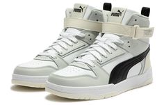 PUMA RBD Game 'White Gray Black' 385839-14 (SNKR/Skate/Unisex/Non-Slip/High Top/Wear-resistant) Puma Sneakers Outfit Men, Velcro Shoes, Puma Suede, Puma Sneakers, Pumas Shoes, Sports Shoes, Nice Shoes, High Top, Nike Shoes