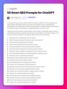 chatGPT tips for SEO Small Business Advice, Life Hacks Websites, Social Media Marketing Plan, Social Media Strategy, Learning Websites, Digital Marketing Tools