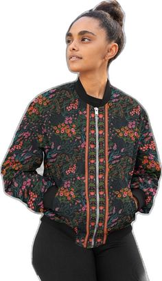 Floral Jacket, Jacket Design, Indian Design, Fleece Fabric, Bohemian Style, Plus Size Fashion, Floral Pattern, Fabric Design, Bomber Jacket