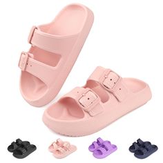 PRICES MAY VARY. 【Style】The upper of the classic EVA kids slides is designed with a buckle style, allowing children to freely adjust the height of the instep and better fit the foot. 【Details】The contact surface of the sole has frosted particles, and the bottom of the sole has crisscrossing anti slip textures, creating a stable foothold for children. 【Quality】The overall use of EVA material is made, which has the characteristics of lightweight, elasticity, waterproof, and quick drying. 【Note】EVA Cloud Slides, Scorching Sun, Flip Flops Beach, Pool Shoes, Pool Shower, Shower Shoes, Summer Slippers, Slip On Sandals, Beach Flip Flops