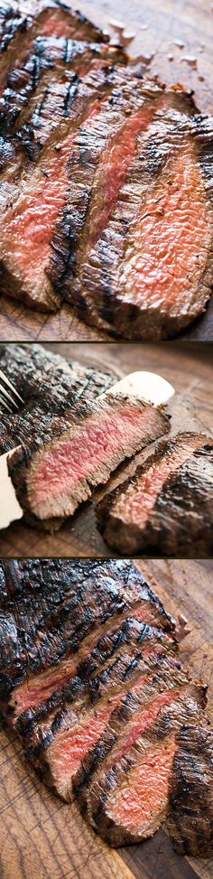 the steaks are being grilled and ready to be cooked on the grill top