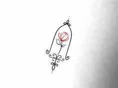 a drawing of a red rose on a white background