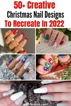 50+ Creative Christmas Nail Designs to Recreate in 2022 Christmas/new Year Nail Designs, Winter Christmas Nails 2022 Trends, Nails For Christmas 2023, Nails Holiday 2022, Christmas Nail Art Designs 2022, Sns Christmas Nails Ideas, Christmas Nails Nail Art, Christmas Nails2022, Christmas Nail Dip Designs