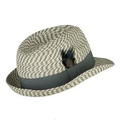 UPF 50+ Paper Braid FedoraMade of 88% paper straw and 12% polyester.2 sizes available for men with an elastic tie inside; L(59cm) and XL(61cm).Adult/Man.Fitted with an inner hatband.Crown measures 4 inches deep.Brim measures 2 inches wide.Hand wash only.Imported. Stylish UV sun protective paper braid fedora hat for men.Pinched top crown.A solid grosgrain hatband is featured around the crown.Feather is accented on one side of hat.UPF 50+ provides excellent UV protection that blocks UVA and UVB.Back brim is turned upward.Our men's UV fedora hat is great for vacations, events, parties, dinner and for all other casual outings.Spring and Summer.10.5(W) X 11(L) X 5(H)inches.Flexible, cool and sun protective material.Available in different colors and styles. Casual Fitted Woven Hat, Fitted Gray Summer Hat, Adjustable Gray Fedora For Summer, Casual Gray Fedora For Summer, Casual Gray Summer Fedora, Mens Fedora, Fedora Hat Men, Straw Fedora Hat, Straw Fedora