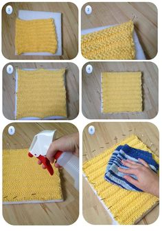 the steps to make a knitted rug