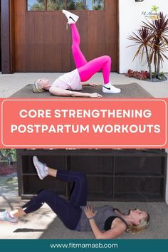 two women doing the core strengthing postpartum workouts