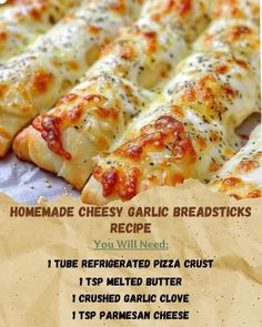 Homemade Cheesy Garlic Breadsticks, Garlic Breadsticks Recipe, Cheesy Garlic Breadsticks, Cheesy Garlic Breadsticks Recipe, Cheesy Garlic Bread Recipe, Cheese Bread Sticks, Breadsticks Recipe, Cheesy Breadsticks, Garlic Breadsticks