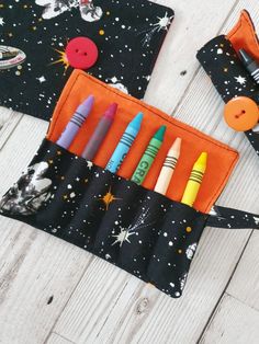 Perfect little crayon roll for a space fan. Operation Shoebox, Crayon Gifts