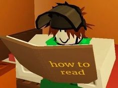 an animated boy reading a book with the words how to read on it in front of him