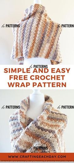 a crochet shawl pattern with instructions to make it in two different colors