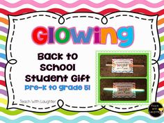 the back to school student gift is shown in front of a colorful background with text