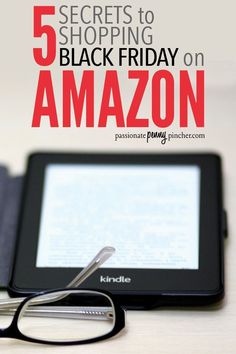 an amazon kindle sitting on top of a table next to a pair of glasses