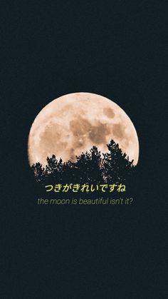 the moon is beautiful isn't it? in english and japanese characters are depicted