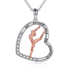 PRICES MAY VARY. 💖Design💖Elegant Origami gymnast in exercise， expressing her love for the sport and her belief in staying active. Very beautiful, elegant, and charming. The team USA gymnastics necklace is a wonderful gift for all gymnasts and coaches. Beautiful Gymnastics Girl Necklace Engraved"Be strong and Be yourself", best Inspirational gift for her 💖Material💖Gymnastics gift for girls's jewelry made of 925 sterling silver, tarnish resistant, white gold plated, and does not contain any al Christmas Gift For Gymnastics Coach, Gymnastics Jewelry, Gymnastics Necklace, Gymnastics Gifts, Usa Gymnastics, Girl Necklace, Staying Active, Sterling Silver Anklet, Pendant For Women