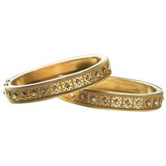 Victorian Matched Set of Pearl Diamond Gold Bangle Bracelets | From a unique collection of vintage bangles at https://www.1stdibs.com/jewelry/bracelets/bangles/ Victorian Style Yellow Gold Bangle Gift, Victorian Gold Bangle For Weddings, Victorian Style Gold Hallmarked Bangle, Luxury Gold Victorian Bangle, Victorian Gold Hallmarked Bangle, Pearl Jewels, Vintage Bangles