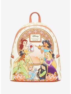 Loungefly Disney Princess Ornate Floral Group Portrait Mini Backpack - BoxLunch Exclusive Rapunzel And Jasmine, Royal Entrance, Disney Princess Backpack, Loungefly Purse, Princess Backpack, Loungefly Hello Kitty, Group Portrait, Disney Handbags, Loungefly Bag