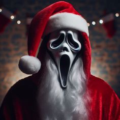 a person wearing a santa claus outfit and mask