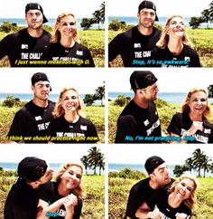 a man and woman kissing each other in front of palm trees with the caption that says, i love you so much