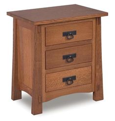 a wooden night stand with three drawers