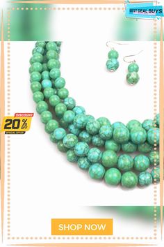 Women's Necklace Chic & Modern Party Pure Color Jewelry Sets Turquoise Summer Party Jewelry, Summer Party Beaded Necklaces With Round Beads, Turquoise Round Beads Necklace For Party, Turquoise Necklaces With Round Beads For Party, Green Round Beaded Necklaces For Party, Summer Party Jewelry With Round Beads, Green Necklaces For Summer Parties, Elegant Summer Party Beaded Necklaces, Necklace Chic