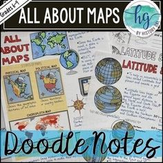 all about maps doodle notes for kids and adults to practice their writing skills with