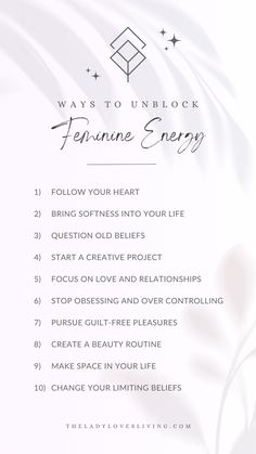 Have you been trying to embody more feminine energy but feel stuck? Are you trying to live a softer, more luxurious life but cannot seem to make it happen? Do you just not feel like your true self? When you are showing signs of blocked feminine energy, you will not feel in alignment with who you truly are. === how to unblock feminine energy, women lifestyle, lady rules, how to be feminine, being feminine, divine feminine, feminine women, she's a lady, feminine tips, how to be a modern lady Feminine Charm Tips, Dancing Feminine Energy, How To Unblock Feminine Energy, Blocked Feminine Energy, How To Be A Gentle Woman, Embody Feminine Energy, Being In Your Feminine Energy, Ways To Be More Feminine