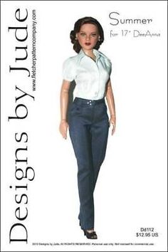 a paper doll is wearing jeans and a white shirt with the words, designs by design