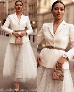 Classy Fashion Chic, Tulle Skirts Outfit, Meeting Outfit, Looks Country, Corporate Attire, White Suit, Yes Or No, Autumn Outfit, Fancy Outfits