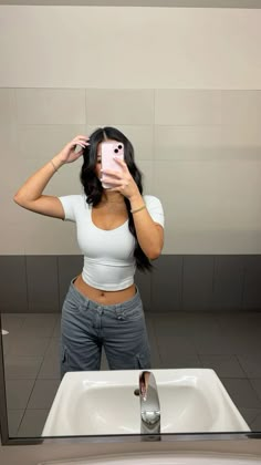 ig: @shanelletran Cropped Black Long Sleeve Top Outfit, Black Longsleeves Outfit Aesthetic, Black Long Sleeved Crop Top, Y2k Black Long Sleeve Tops, Fitted Black Long Sleeve Crop Top, Latina Fashion Outfits, Outfit Inspo Casual, Cute Outfits For School, Cute Lazy Day Outfits