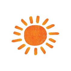 an orange painted sun on a white background