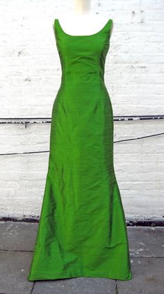 Shantung Dress, Trumpet Dress, Trumpet Gown, Trumpet Skirt, Scooped Neckline, Jan 17, Designer Dresses Indian, Apple Green, Halter Style