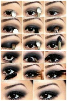 Rock Makeup Looks Hooded Eyes, Emo Easy Makeup, Goth Makeup Step By Step, Gothic Eye Makeup Hooded Eyes, Grunge Smokey Eye Makeup, Formal Gothic Makeup, Mcbling Eye Makeup, How To Goth Makeup, Gothic Eye Makeup Tutorial