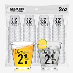 four glasses with different types of alcohol in them and the numbers on each glass are labeled