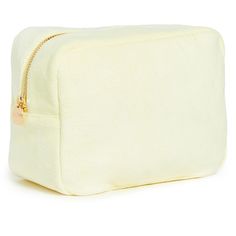 Fabric: Soft Terry Cloth Polished Gold-Tone Hardware Zip Closure Textile Lining Height: 8in / 20.25cm Length: 11in / 28cm Depth: 5in / 12.75cm Yellow Pouch Clutch, Yellow Rectangular Cosmetic Bag With Removable Pouch, Yellow Everyday Pouch Cosmetic Bag, Yellow Pouch Cosmetic Bag For Everyday Use, Yellow Cosmetic Pouch For Everyday Use, Yellow Rectangular Shoulder Bag With Zipper Pouch, Yellow Rectangular Shoulder Bag With Zipper, Everyday Yellow Rectangular Pouch, Everyday Use Yellow Rectangular Pouch