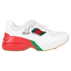 100% authentic Gucci Rython sneakers in white leather and mesh with classic web-stripe in green & red on the side. The design features a chunky white, red and green rubber sole and is lined in white terry cloth. Brand new. Come with dust bags. 2021 Resort Epilogue Collection Measurements Imprinted Size 36.5 Shoe Size 36.5 Inside Sole 23.5cm (9.2in) Width 7.5cm (2.9in) Heel 4cm (1.6in) All our listings include only the listed item unless otherwise specified in the description above Gucci Rython Sneakers, Sneakers Shoes, Green Leather, Terry Cloth, Air Jordan Sneaker, White Leather, Red Leather, Red Green, Clothing And Shoes