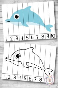 two numbers with dolphins on them, one is missing the number and the other is missing the