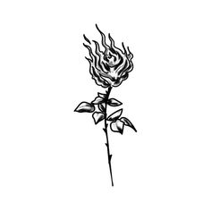 a black and white drawing of a flower