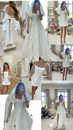 a collage of photos showing different types of wedding dresses