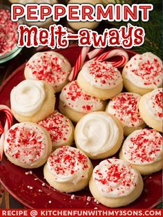 peppermint melt - aways recipe on a red plate with candy canes