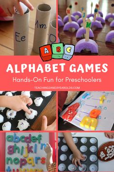 the alphabet games are fun for preschoolers to play with and practice their letter recognition skills