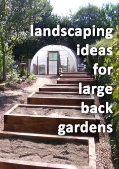 Raised beds with a polytunnel Ideas For Large Gardens, Large Yard Landscaping Layout Design, Garden Designs Layout Landscaping, Large Backyard Garden Ideas, Large Garden Landscaping Ideas Layout, Large Garden Layout Ideas, Large Scale Landscaping, Big Garden Design Landscaping, Large Garden Ideas Layout