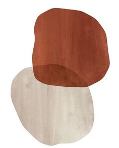 an abstract painting with two different shades of brown, white and orange on the top