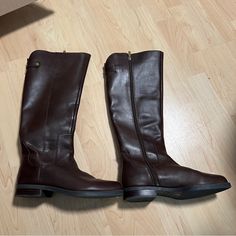 Franco Sarto Castor Riding Tall Leather Boots Brown Never Worn Size 7.5 Fall, Tall Boots, Brown Boota, Horse Riding, Old Money Fall Tall Boots, Leather Boots Brown, Tall Brown Leather Boots, Tall Leather Boots, Franco Sarto Shoes, Boots Brown, Franco Sarto, Moto Boots, Tall Boots