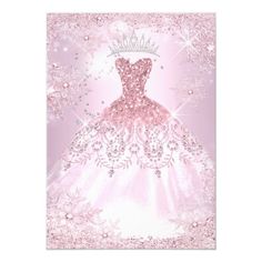 a pink princess dress with tiara on it's head and snowflakes