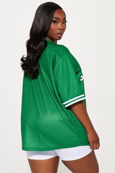 Available In Green And Navy. Jersey Tee Short Sleeve Front Screen Button Up Detail Stretch 100% Polyester Imported | Next Level Jersey Tee Shirt in Green size 2X by Fashion Nova Green V-neck Tops For Streetwear, Green V-neck Streetwear Tops, Casual Green Baseball Jersey For College, Collared Tops For College In Summer, Collared Tops For Summer College Season, Collared Tops For College In Spring, Green Collared T-shirt For Streetwear, Sporty Collared Green Tops, Green Collared Sporty Tops