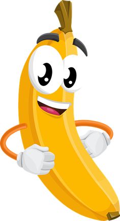 a cartoon banana with eyes, arms and legs