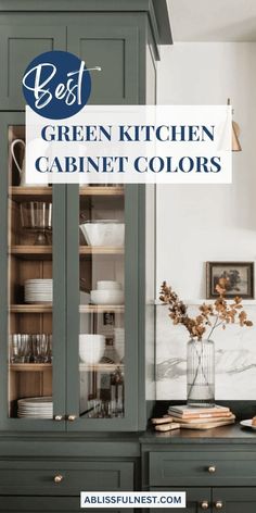 green kitchen cabinets with the words best green kitchen cabinet colors